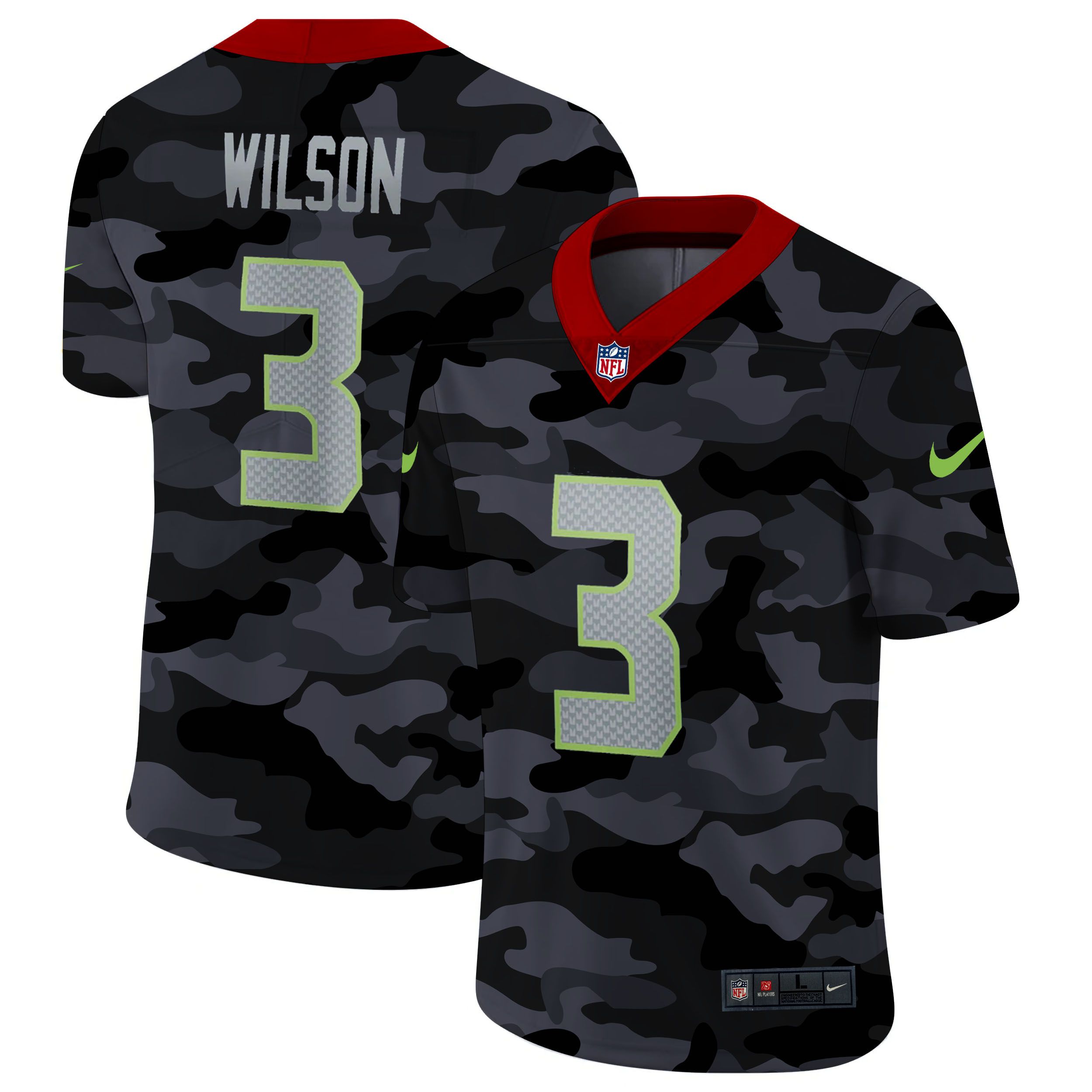 Men Seattle Seahawks #3 Wilson 2020 Nike Camo Salute to Service Limited NFL Jerseys